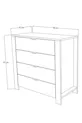 Commode blanche immaculée à 4 tiroirs pour chambre à coucher ou chambre de bébé, blanche, X cm