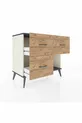 Commode Hyperion 3 tiroirs Pierre de lune-Anthracite/Sapin