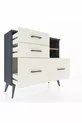 Commode Arges 2 étagères 4 tiroirs Anthracite-Pin/Pierre de Lune