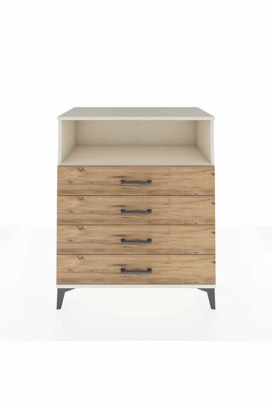 Commode Hyperion à une étagère et 4 tiroirs Aigue-marine-Pin