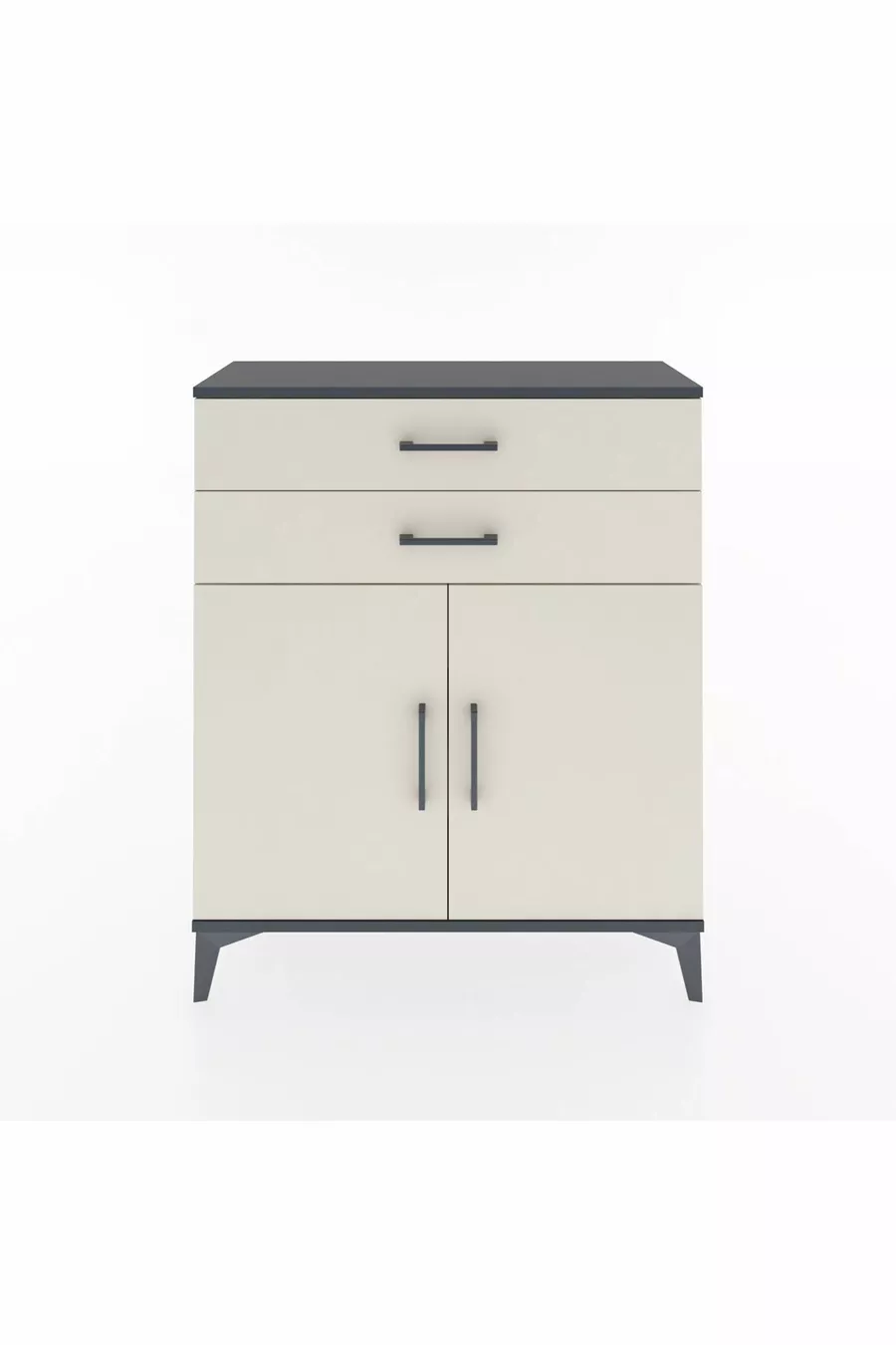 Commode Arges avec 2 étagères, 2 tiroirs et 2 portes, Anthracite-Pierre de lune