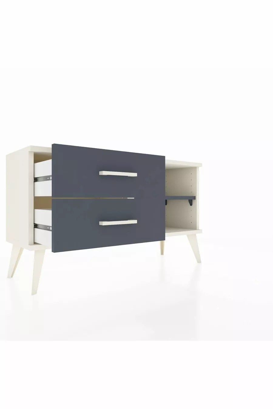 Commode Arges à une étagère et 2 tiroirs en pierre d'onyx - Anthracite