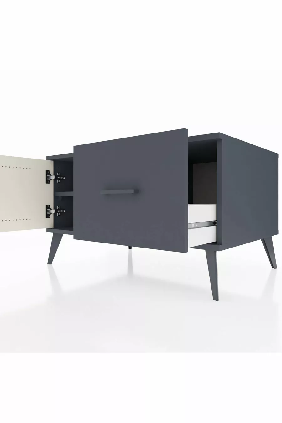 Commode Kronos avec une étagère, un tiroir et une porte, Anthracite-Pierre de lune/Anthracite