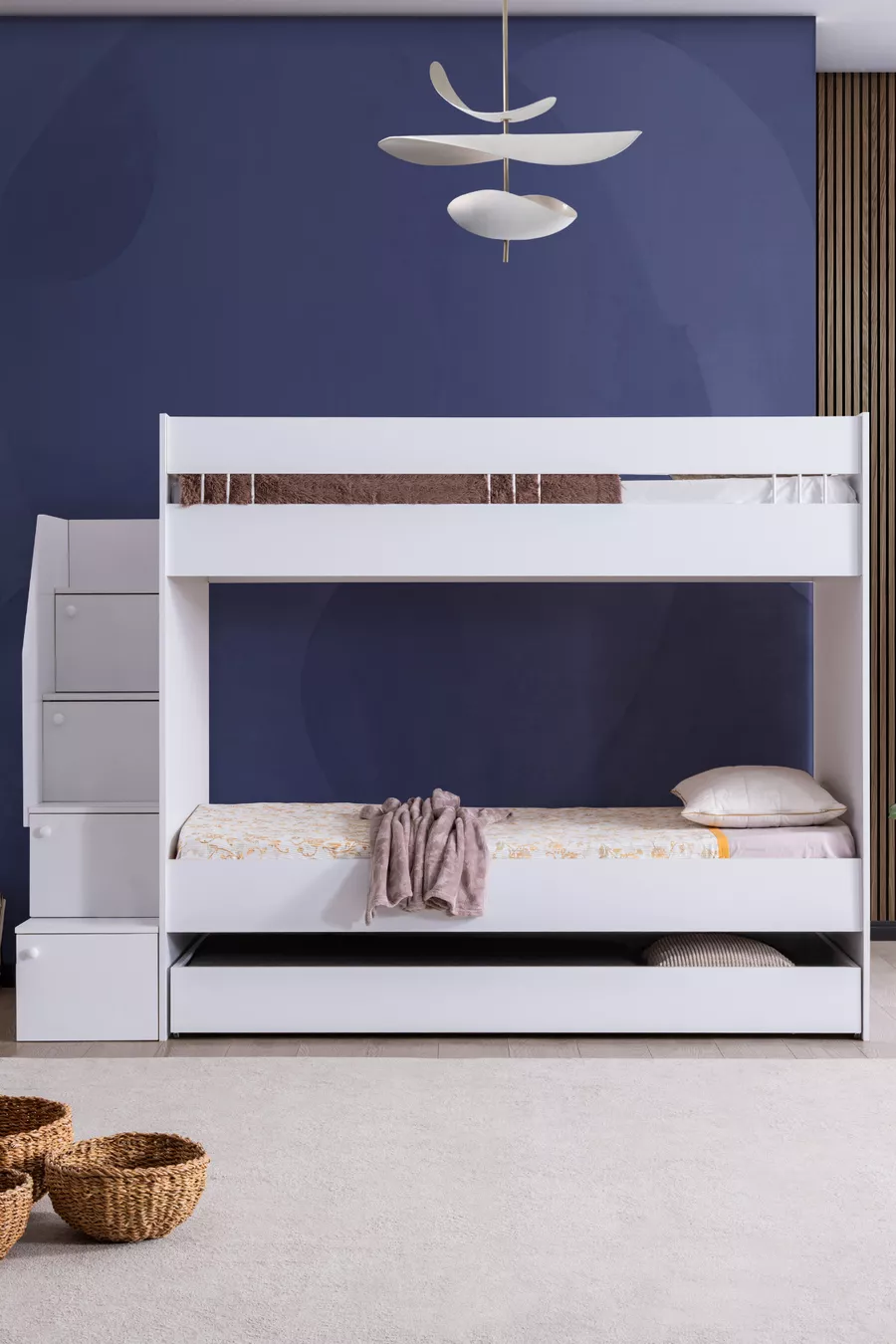 Lit superposé, Lit superposé pour enfant Martin - Blanc 1 matelas confort