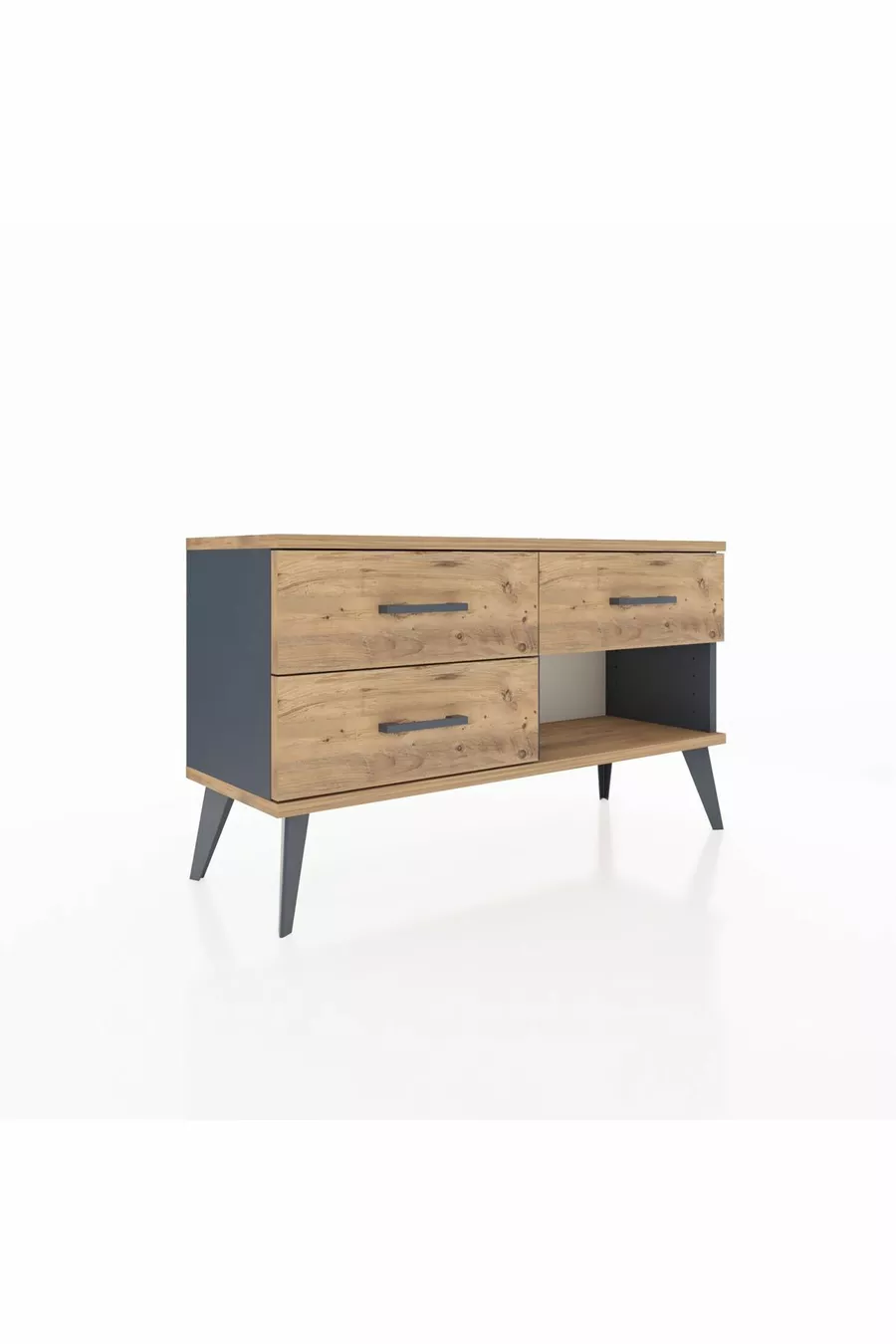 Commode Arges 3 tiroirs Anthracite-Sapin