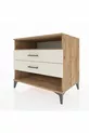Commode Kronos à une étagère et 2 tiroirs en pin et pierre de lave