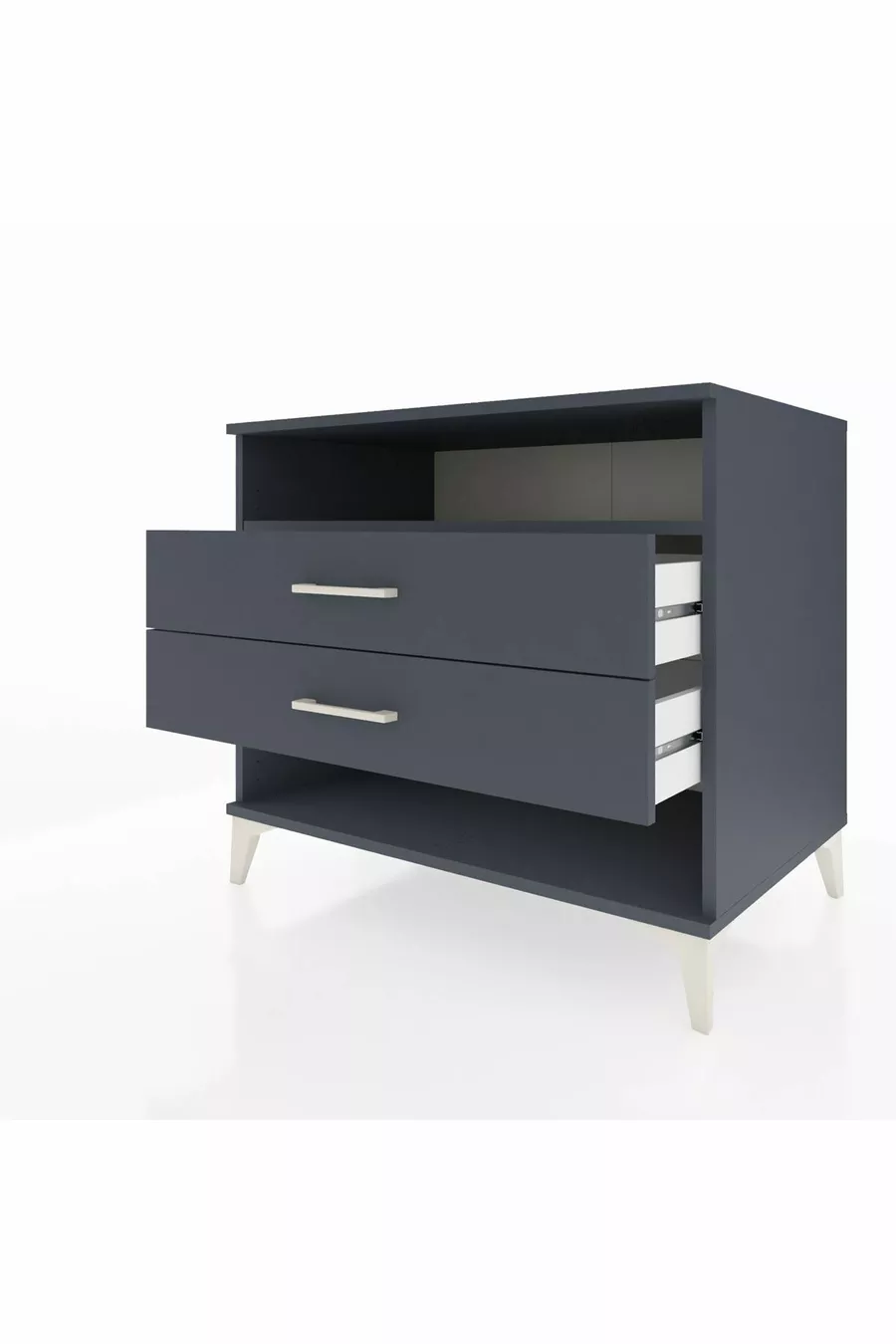Commode Kronos à une étagère et deux tiroirs Anthracite-Anthracite