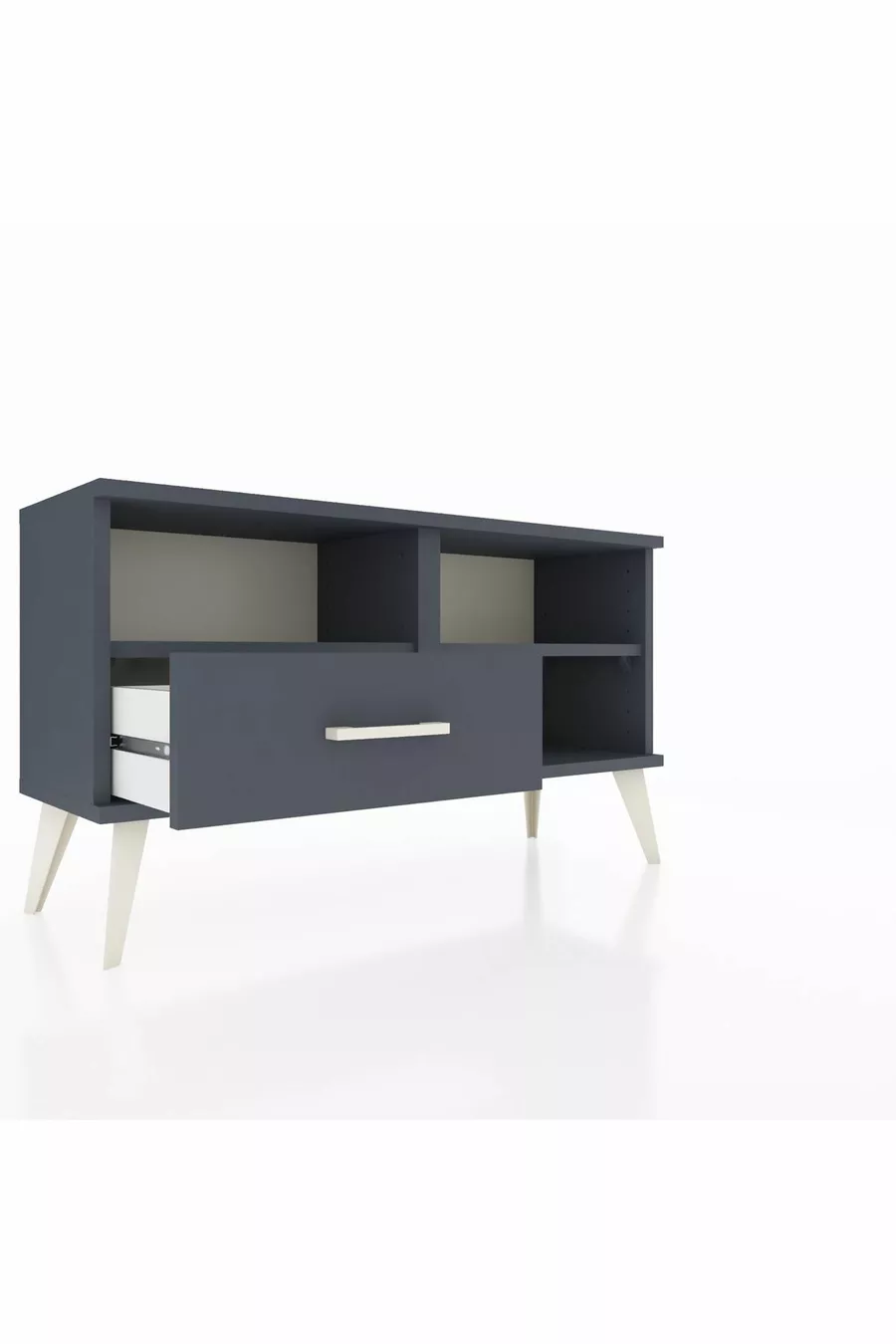 Commode Arges 2 étagères 1 tiroir Anthracite-Anthracite