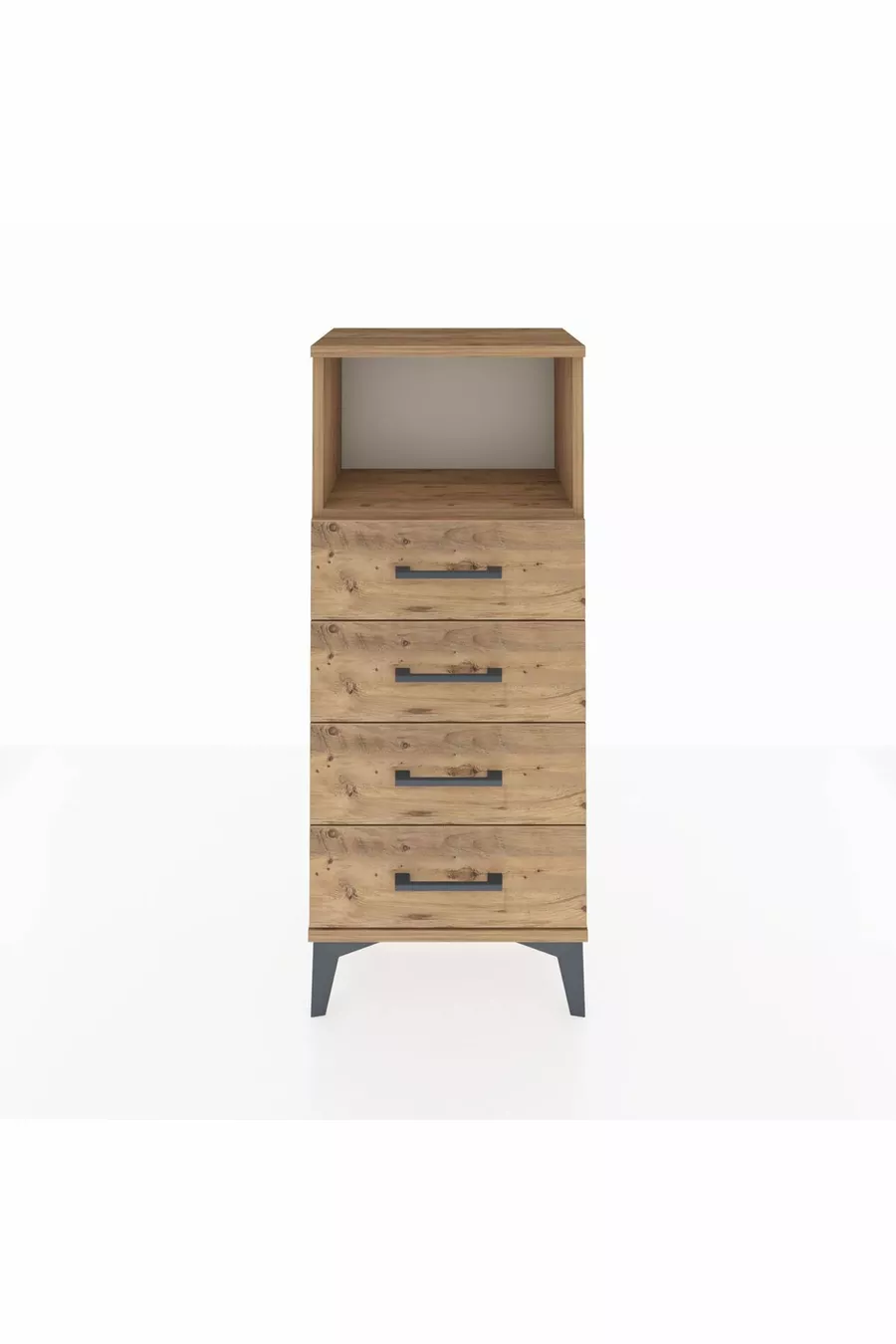 Table de chevet Arges avec une étagère et 4 tiroirs en pin