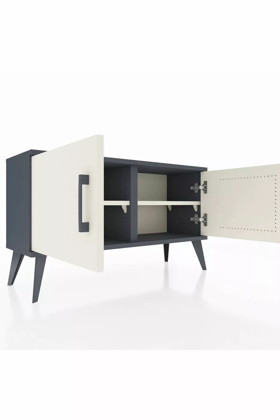 Commode Arges 2 étagères 2 portes Anthracite-Pierre de lune