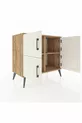 Commode Hyperion 2 étagères 4 portes Pin-Ambre/Pin