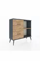 Commode Arges à une étagère et 2 tiroirs Anthracite-Pin