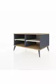 Commode Kronos 2 étagères Anthracite-Pin/Gris pierre
