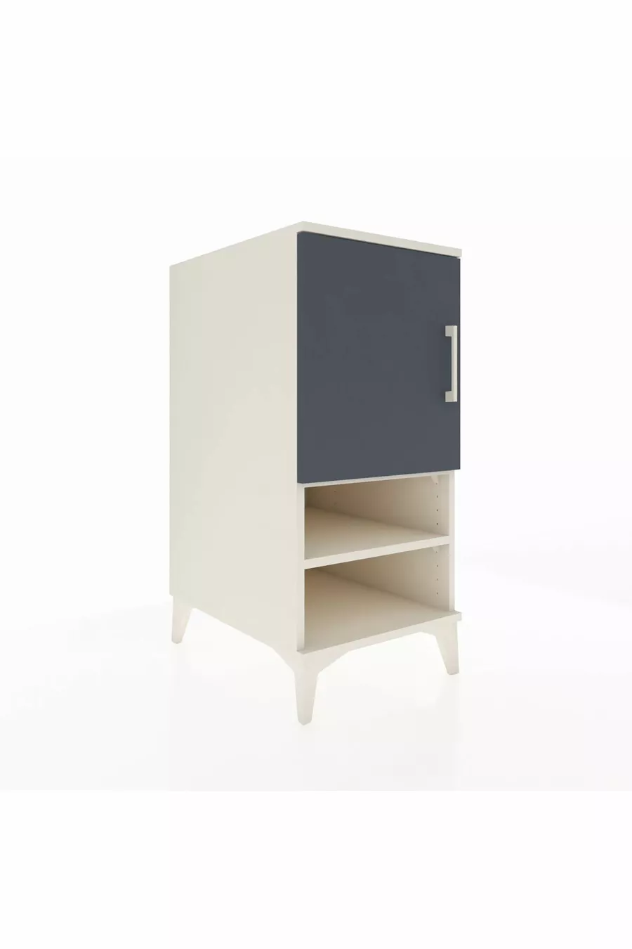 Table de chevet Kronos à 3 étagères avec 1 porte, Pierre de lune-Anthracite