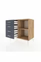 Commode Hyperion à une étagère, 4 tiroirs, Pin-Pin/Anthracite