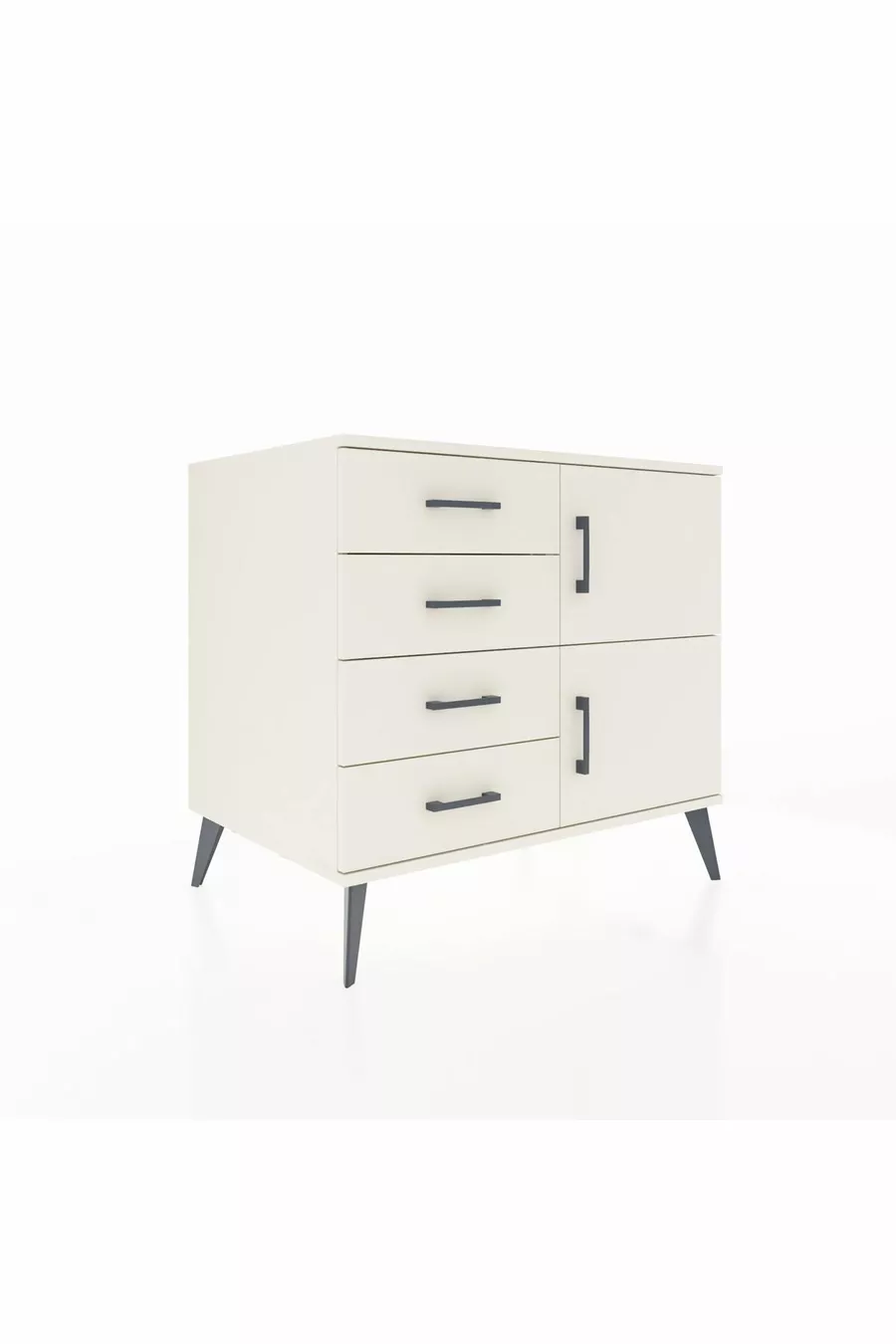 Commode Kronos avec une étagère, 4 tiroirs et 2 portes, couleur Pierre de Lune