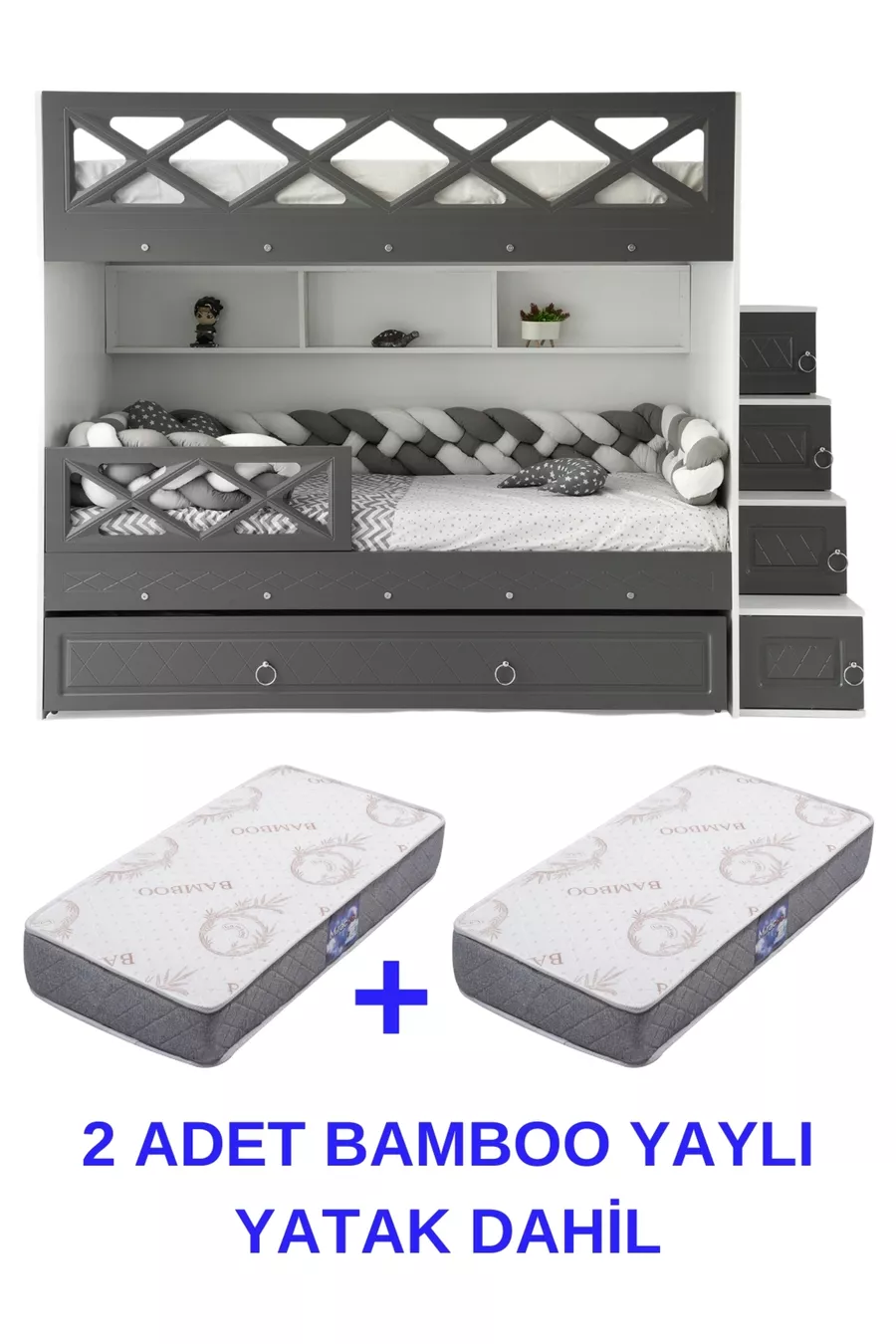 Mars Ranza / 2 lits superposés avec ressorts en bambou inclus / % MDF