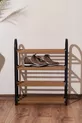 Meuble à chaussures midi à 4 compartiments avec barres en bois, capacité de 8 paires de chaussures, unité étagère de qualité 1ère classe