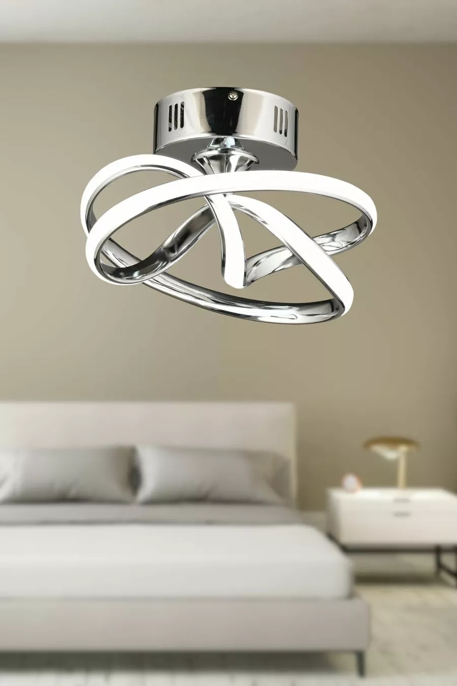 Suspension LED plafonnier moderne en métal chromé modèle Vino Riserva pour salon, cuisine, séjour, chambre à coucher