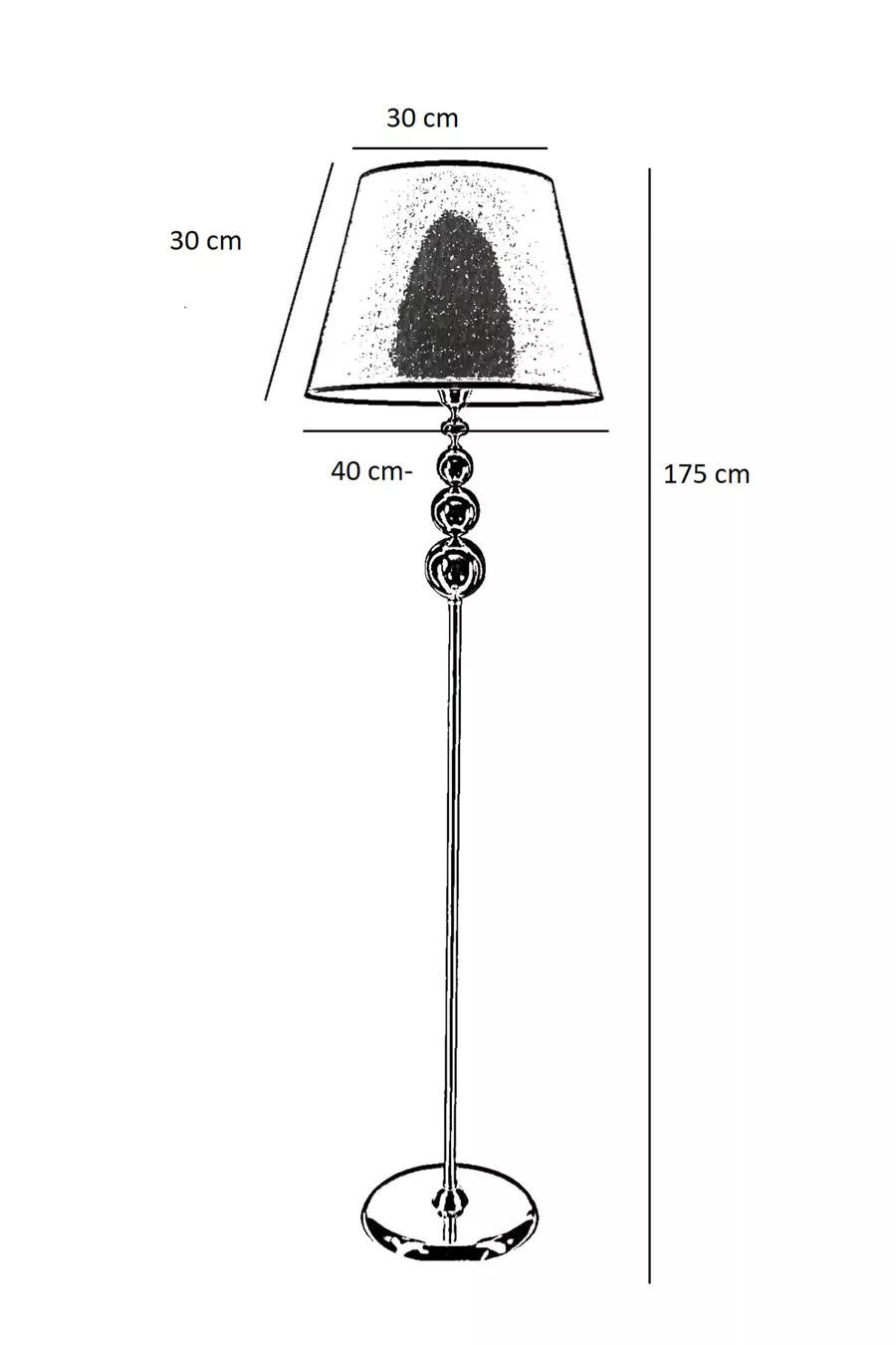 Lampadaire métallique plaqué or Milano Küre - Crème avec bande dorée