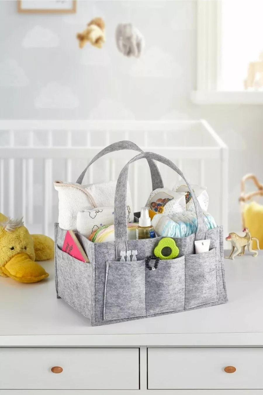 Organisateur de sac de soins pour bébé en feutre pour maman - Gris