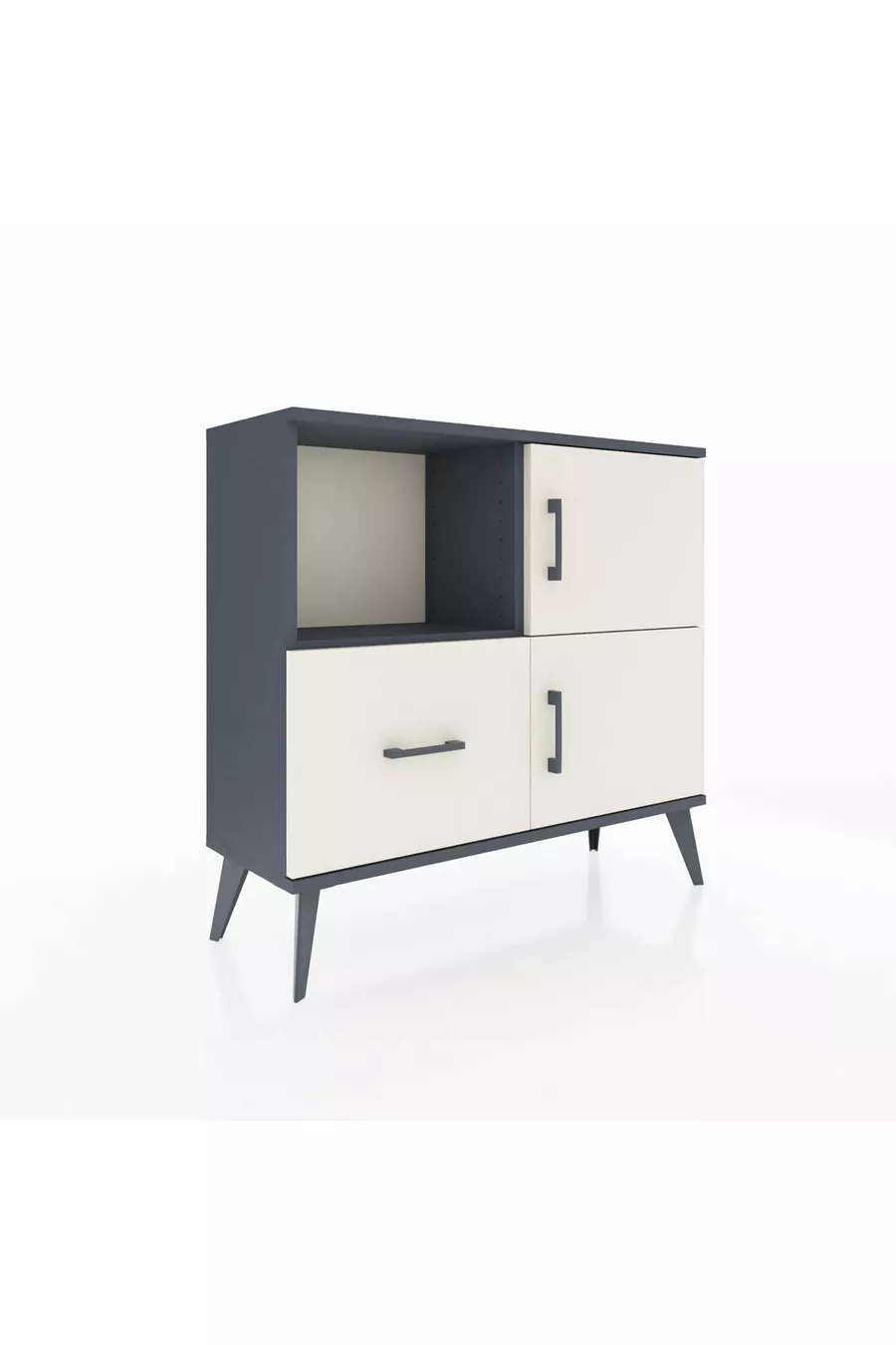 Commode Arges 2 étagères, 1 tiroir, 2 portes, Anthracite-Pierre de lune