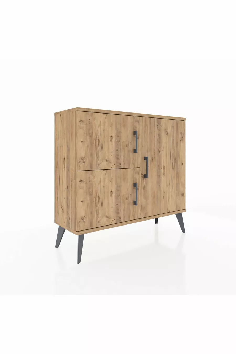 Commode Arges 2 étagères 3 portes Pin-Pin
