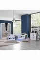 Chambre d'enfant - Lit à voiture avec pare-vent Jaguar, Armoire 3 portes Sports, Commode - Blanc
