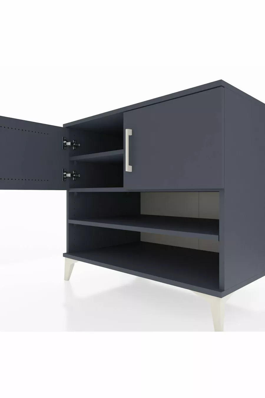 Commode Kronos 3 étagères 2 portes Anthracite-Anthracite