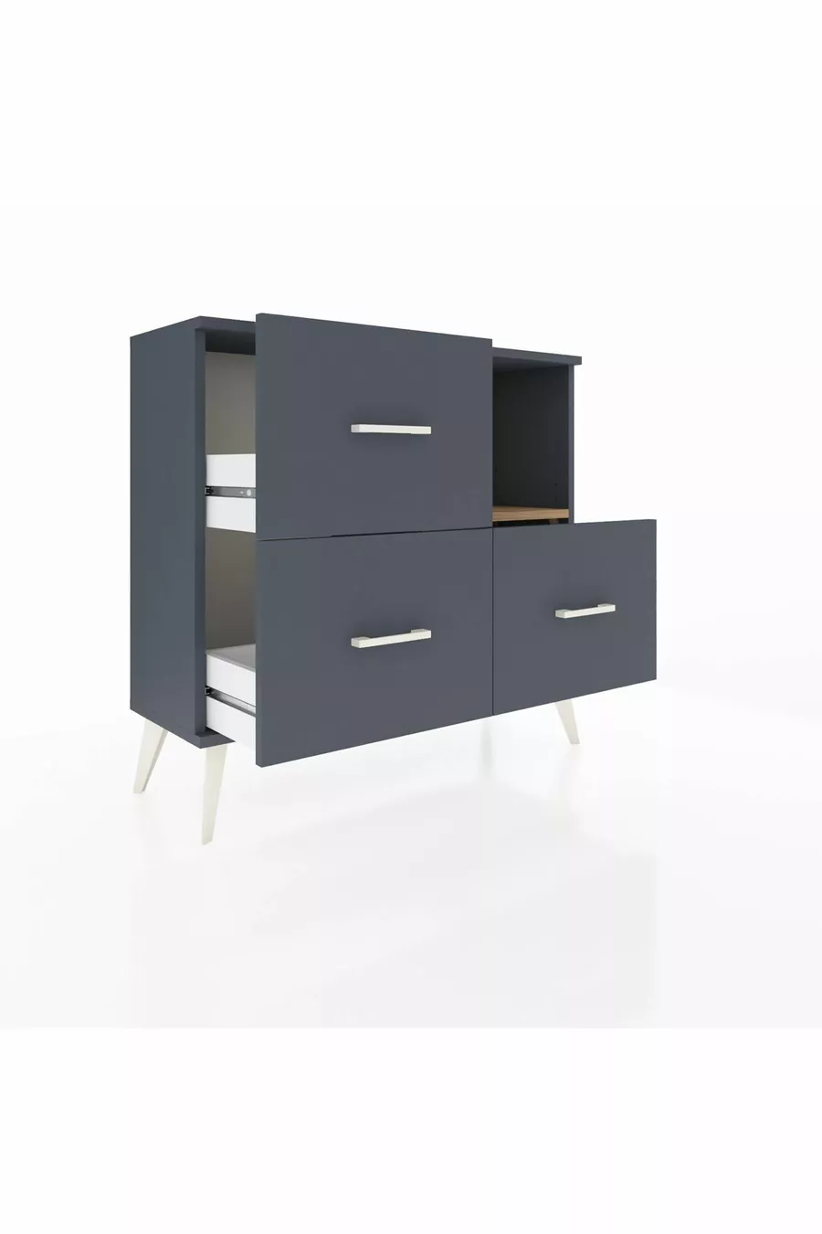 Commode Arges à une étagère et 3 tiroirs Anthracite-Sapin/Anthracite