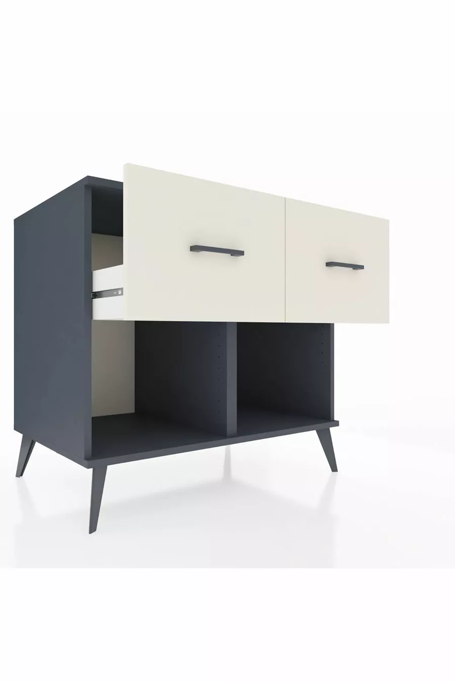 Commode Kronos 2 tiroirs Anthracite-Sapin/Pierre de lune