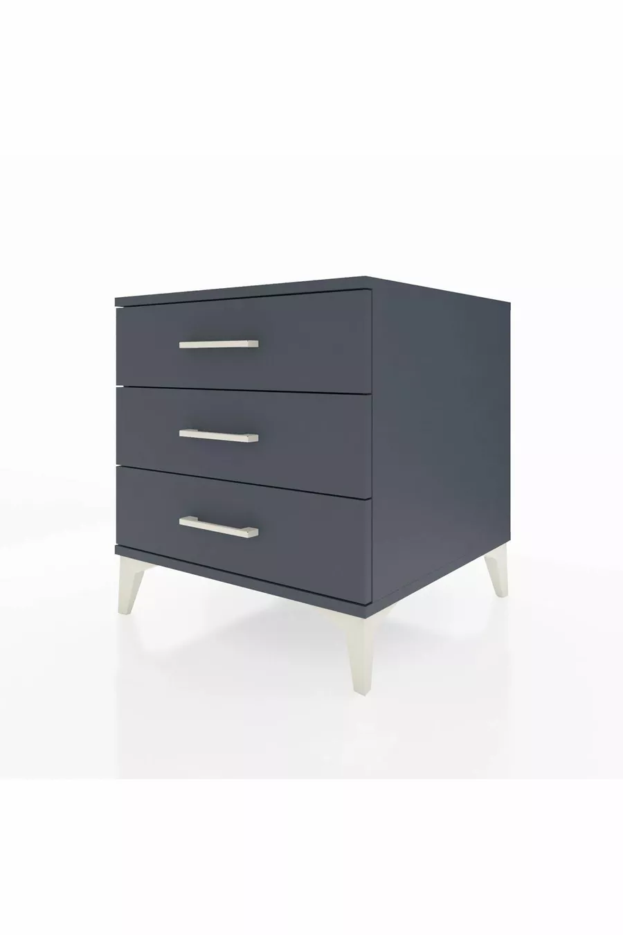 Table de chevet Kronos à 3 tiroirs Anthracite-Anthracite