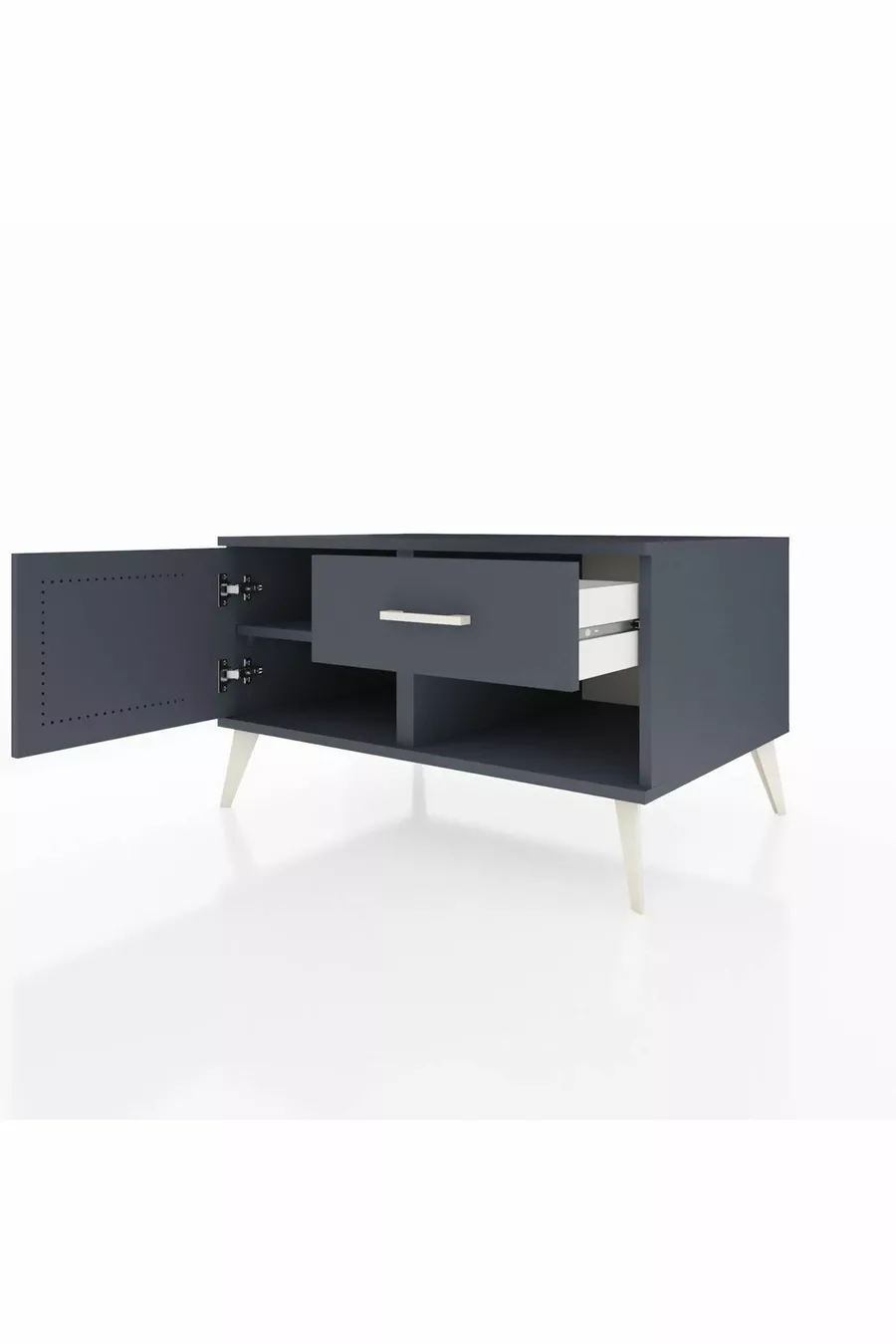 Commode Kronos avec une étagère, un tiroir et une porte, Anthracite-Anthracite