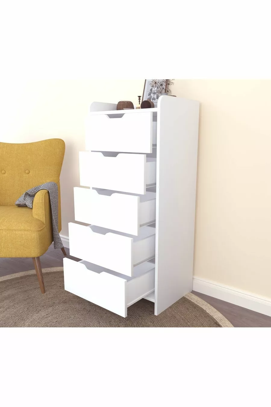 COMMODE BLANCHE LODOS À 5 TIROIRS