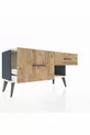 Commode Arges 2 tiroirs Anthracite-Gris pierre / Pin