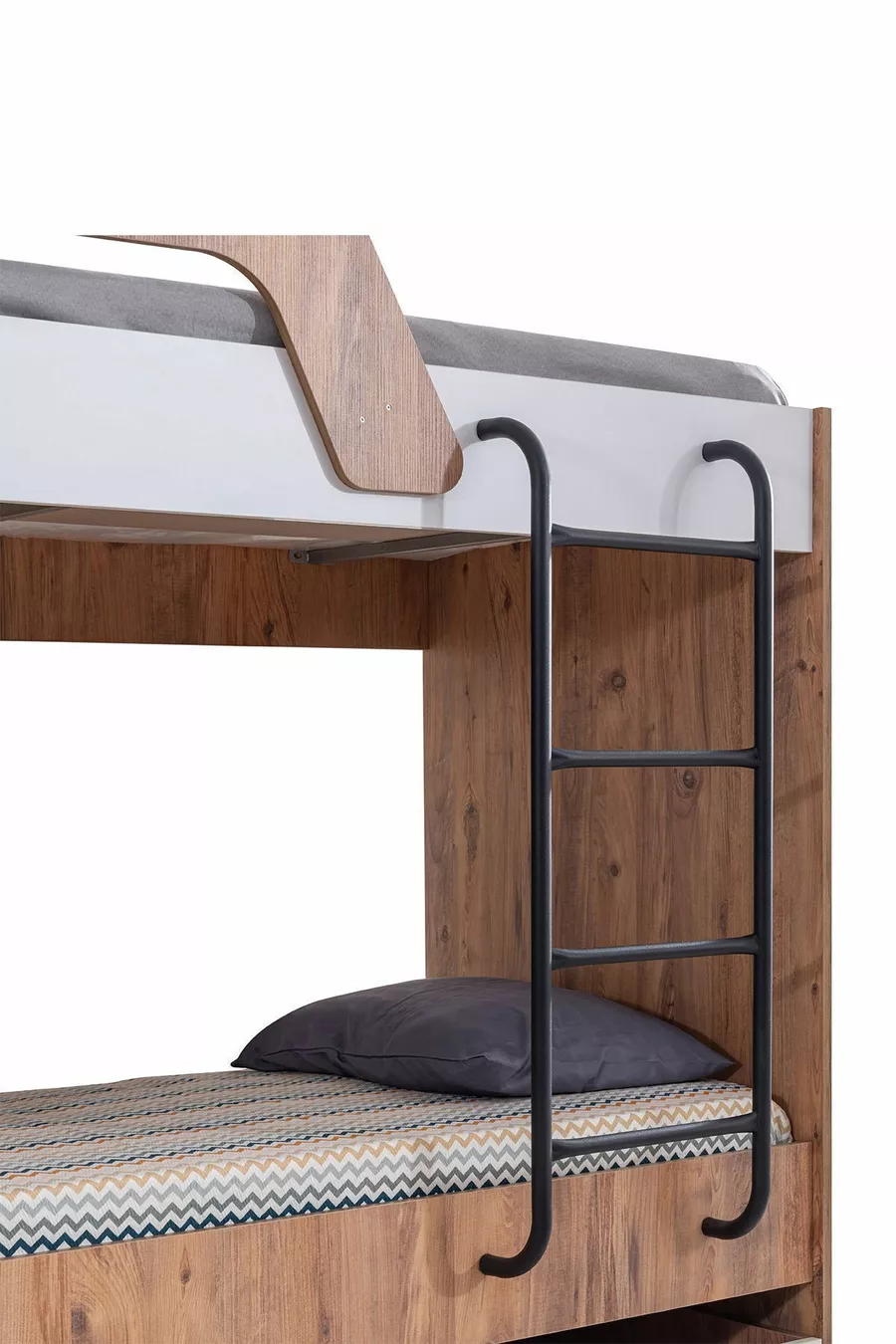 Lits superposés, lit superposé métallique à triple couche avec 3 matelas confort
