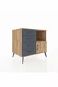 Commode Kronos à une étagère, 4 tiroirs et une porte, Pin-Pin/Anthracite