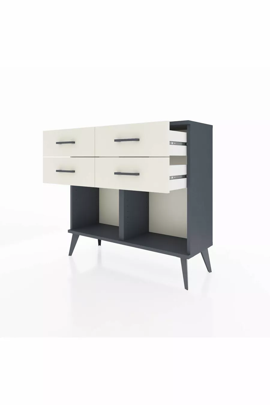 Commode Arges 4 tiroirs Anthracite-Anthracite/Pierre de lune