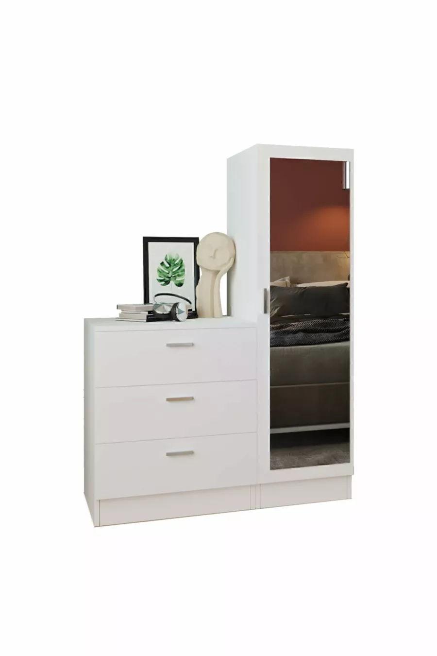 Commode miroir Oswin Armoire Blanc -W