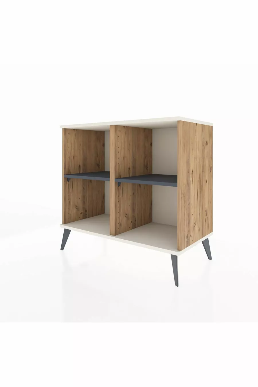 Commode Hyperion 2 étagères Pin-Pierre d'Agate/Anthracite