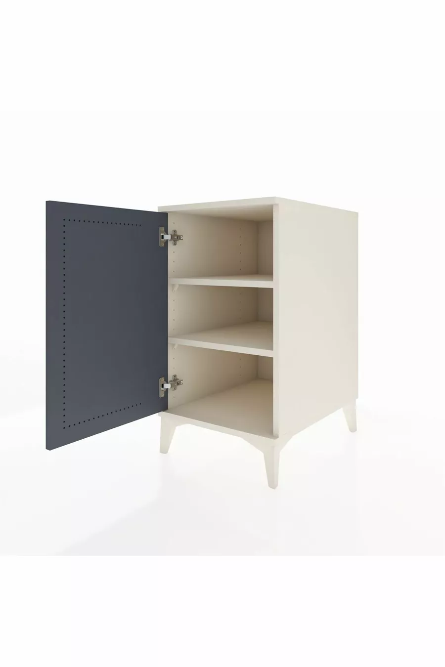 Table de chevet Kronos avec 2 étagères et 1 porte, Pierre de lune-Anthracite