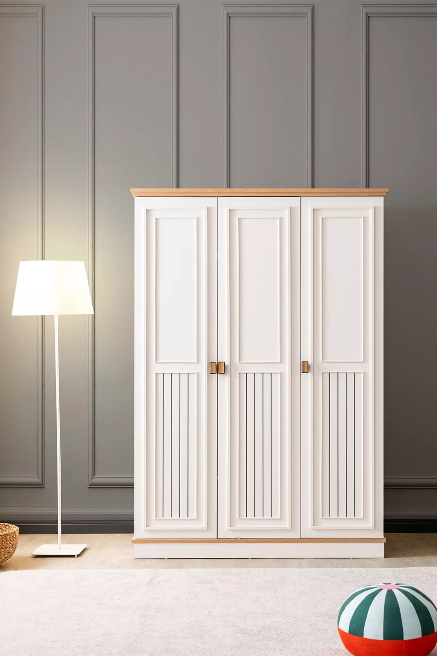 Lits superposés, Lit superposé Zenit avec tiroirs, Armoire à 3 portes, 2 matelas confort
