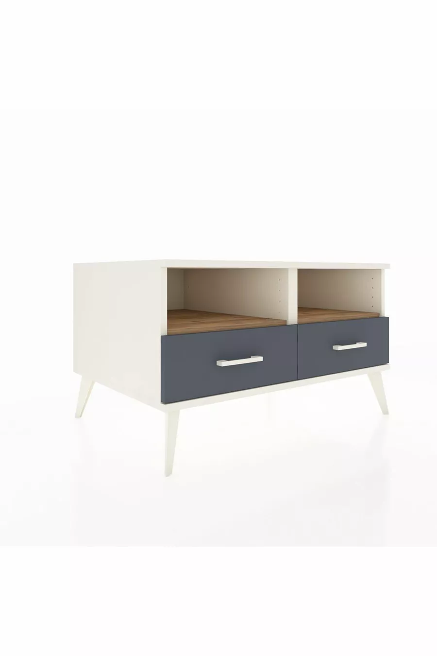 Commode Kronos avec 2 étagères et 2 tiroirs Ambre-Cèdre/Anthracite