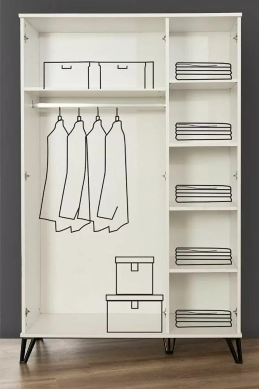 Chambre d'enfant Safir - Armoire 3 portes, Lit, Table de chevet, Commode, Bureau