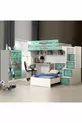 Lit superposé, Lit superposé d'été avec bureau et armoire, 2 matelas confort