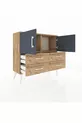 Commode Arges avec 2 étagères, 4 tiroirs et 2 portes, Pin-Anthracite/Pin