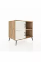 Commode Kronos à 2 étagères et 2 portes Pin-Pierre de Lune/Pin