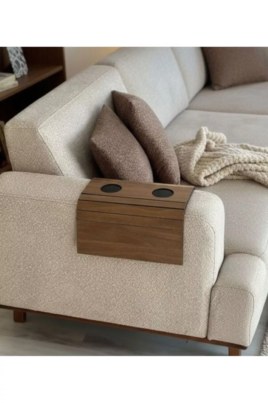 Plateau de fauteuil, table d'appoint latérale en bois, plateau portable pour le côté du fauteuil