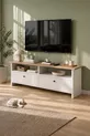 Meuble TV 2 Portes Unité TV Table TV  x  Cm Santorin Saphir Chêne Blanc