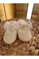 Chaussons de luxe pour bébé fille avec nœud, détails brillants et perles, 0-4 mois,  cm, cadeau avec velcro